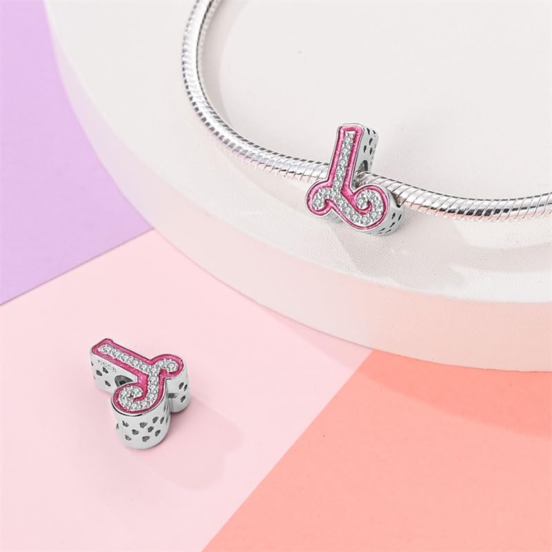 925 Sterling Silver Letter Charms Fits Pandora Bracelets Alphabet AZ Bead Charm for Bracelets Necklace with 5A Cubic Zirconia for Women Birthday Ceremony DIY Jewelry Gift - style: L