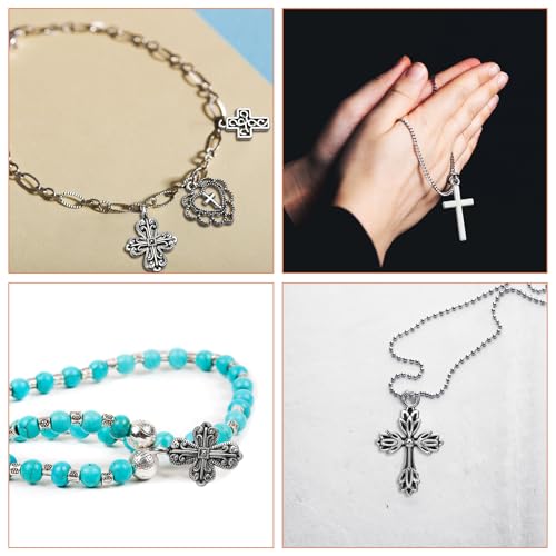 Hicarer 80 Pieces Antique Silver Pendants Gothic Charms Halloween Charms Pendants Jewelry Making Accessory for DIY Necklace Bracelet - style: Cross