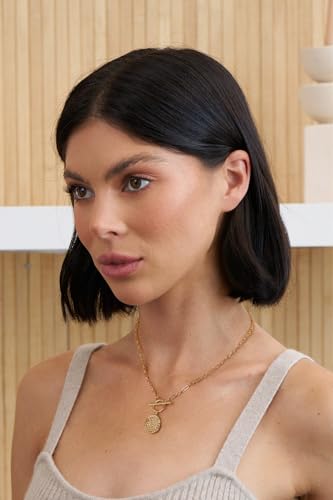 SOFYBJA Saint Benedict Necklace Drop 18K Gold Toggle Medallion Coin Cross Pendant Necklaces Religious Jewelry Catholic Gift for Women - color: Gold Irregular Cross