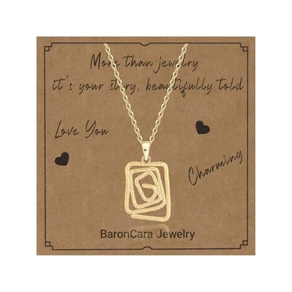2 PCs Gold Plated Necklace Set for Women - Non Tarnish Jewelry Gift with Fashion Design - style: Geometric Swirl Large