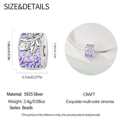 925 Sterling Silver Stopper Clip Charms for Bracelet Necklace Spacer Beads with 5A Cubic Zirconia Mother's Day Christmas DIY Gift for Women(2PCS) - style: Harvest Grapes