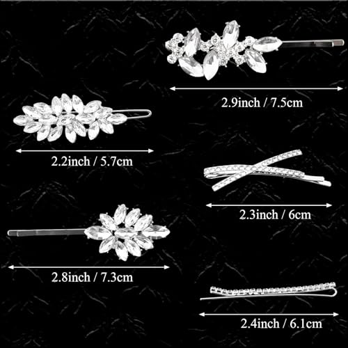 10 PCS Rhinestone Hair Clips 2.5 Inch Elegant Wedding Bridal Silver Bobby Pins Crystal Fancy Hair Accessories for Women(Fashion) - color: Fashion