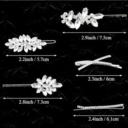 10 PCS Rhinestone Hair Clips 2.5 Inch Elegant Wedding Bridal Silver Bobby Pins Crystal Fancy Hair Accessories for Women(Fashion) - color: Fashion