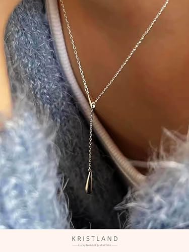 S925 Silver Women's Bar Necklace/Double Circle Layered Y Necklace Chain Adjustable Long/Tiny Pendant Chain Choker for Lady Gift - style: Y Waterdrop