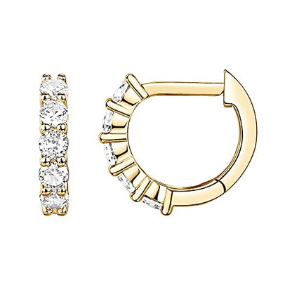 PAVOI 14K Gold Plated Huggie Earrings for Women - Gold Earrings Hoops with Heart Shaped Cubic Zirconia - Hypoallergenic Cartilage Trendy Fashion Huggie Hoop - Dainty Romantic Everyday Jewelry - color: Yellow Gold