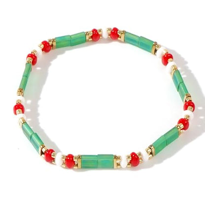 Candy Colorful Tila Flat Beads Bracelets for Women Trendy Unique Friendship Handmade Stackable Christmas Jewelry Gifts - color: christmas gold