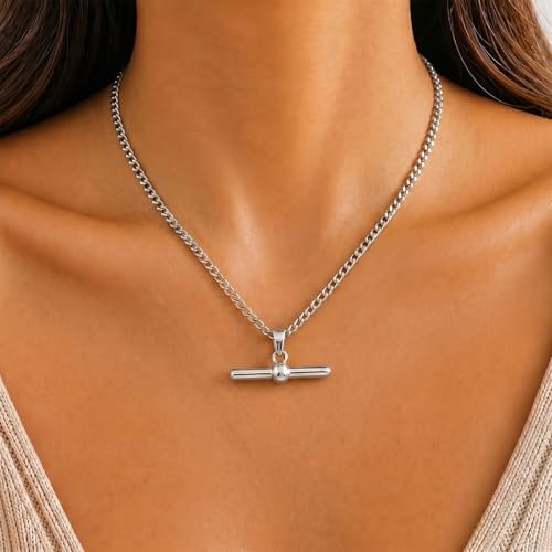 Layered Necklaces for Women Pearl Necklace Stack Gold T Bar Necklace Set Dainty Heart Pendant Jewelry Trendy 2026 Fashion Accessories Gifts - color: A6:1pcs-silver