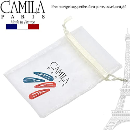 Camila Paris CP1330B French Hair Barrettes Clips, Snap Hair Slides Clic Clac for Women, Styling Girls Side Slide-in Metal Snap Pin Hair Accessories for Women. Strong Hold, No Slip Grip, Made in France - color: 4PK Metal Blue/Red 2"