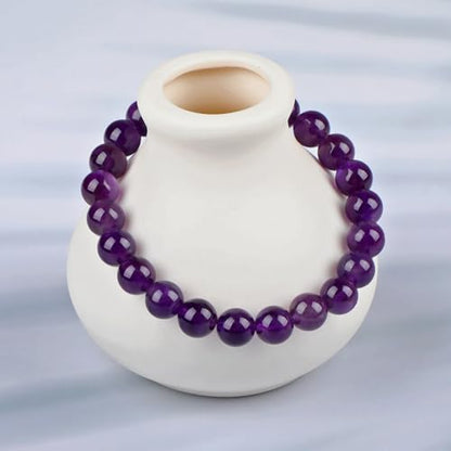 LPBeads Handmade Natural Gemstone Stretch Elastic Bracelet Healing Crystal Round Stone Beads Jewelry Gifts for Women Men - color: Amethyst, size: 8mm