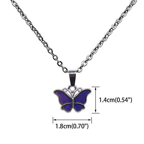 FM FM42 Temperature Sensing Color Changing Pendant Necklace with 19.29" Stainless Steel Rolo Chain - color: Butterfly-3