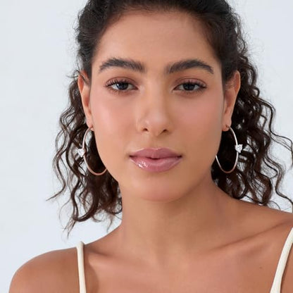 Large Gold Hoop Earrings for Women 14k Gold Plated with 925 Sterling Silver Post Big Open Hoops Earrings Trendy Cubic Zirconia Heart Hoop Earrings Jewelry Gifts for Women - color: silver 40mm