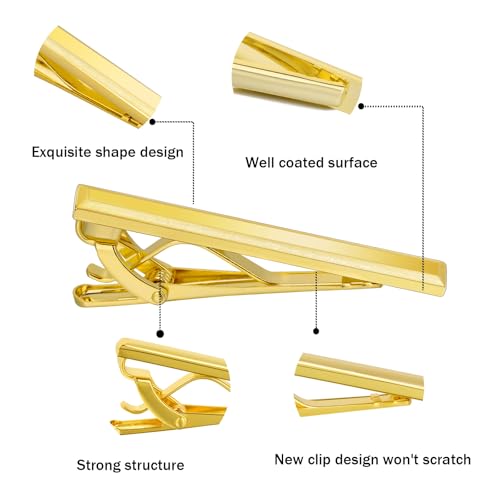 Tie Clip for Men, TAIGRAMA Tie Bar and Tie Pin Clip for Skinny Ties Gold Rose Gold Silver Black, Unique Mens Tie Clip Tie Clasp Suitable for Wedding Anniversary Business Professional and Best Gift - style: Style2-Multi-color