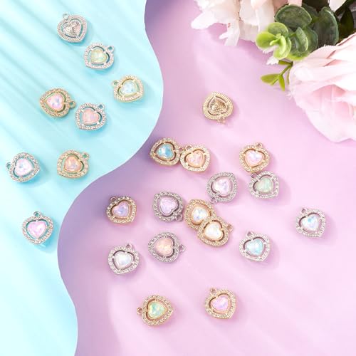 Elecrelive Crystal Heart Charms Rhinestone Heart Pendants Valentine Charms for Necklace Bracelet Earring Wedding Jewelry - color: 12 Colors Glass