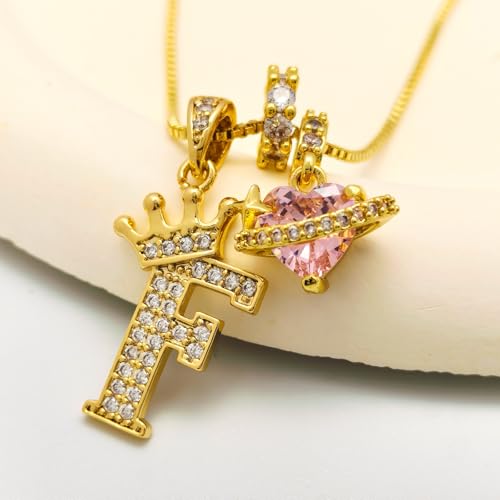 18K Gold & Silver Plated Initial Necklaces for Women - color: F-Gold