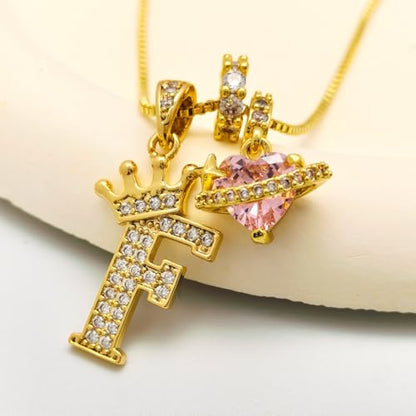 18K Gold & Silver Plated Initial Necklaces for Women - color: F-Gold