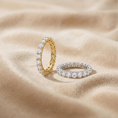 Eternity Engagement Wedding Bands Ring Gold Plated Stackable 3mm Size 4-9 - color: Gold
