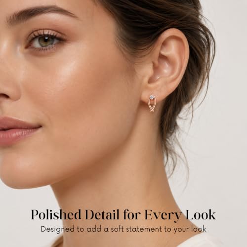 Gempires Huggie Hoop Earrings for Women | Cubic Zirconia Fashion Earrings Collection | Gold, Silver & Rose Gold Tone Styles | Lightweight Everyday Jewelry - color: CZ Fish Hoop
