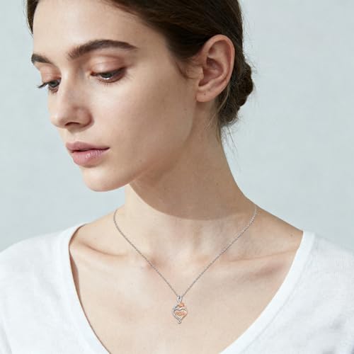 925 Sterling Silver Necklace Gifts for Women Crystal/Opal Jewelry Pendant Christmas Birthday Gift - style: Rose-Mom