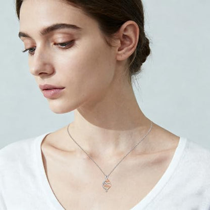 925 Sterling Silver Necklace Gifts for Women Crystal/Opal Jewelry Pendant Christmas Birthday Gift - style: Rose-Mom