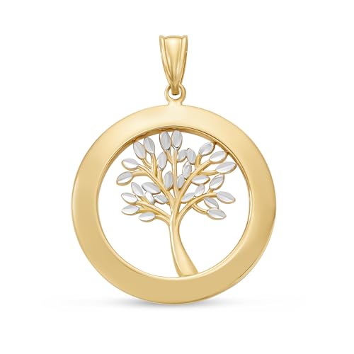 Amanda Rose Collection 14K Two-Tone Solid Gold Tree of Life Pendant