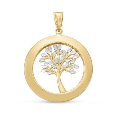 Amanda Rose Collection 14K Two-Tone Solid Gold Tree of Life Pendant