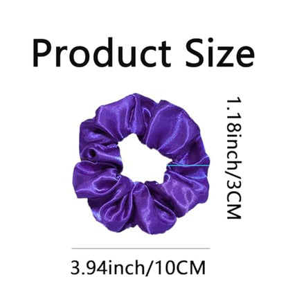 Silk Hair Ties Ponytail Holder Hairs Bow Ropes Elastics Hairtie Accessories Wide 0.8inch on Hair No Damage No Crease for Women Curly Thick Wavy Hair(30Pcs Dark Purple) - color: Dark Purple