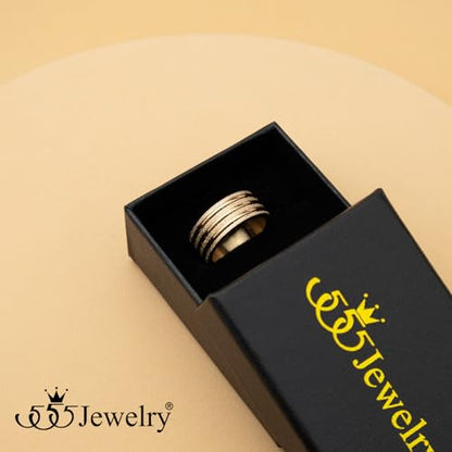 555Jewelry 4mm Sandblast Stainless Steel CZ Wedding Band Ring for Women & Men - color: Rose Gold Style 4