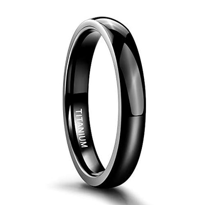 TIGRADE Black Titanium Ring 2mm 4mm 6mm 8mm Dome High Polished Wedding Band Size 3-14.5 - color: 4mm, size: 4.5