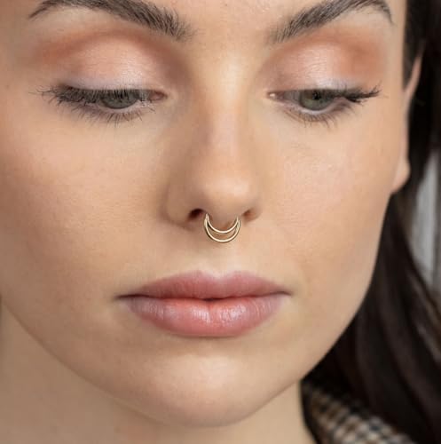 16G Septum Ring Hinged Septum Clicker Nose Ring Septum Piercing Jewelry - color: Circle-gold, size: 10mm