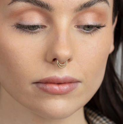 16G Septum Ring Hinged Septum Clicker Nose Ring Septum Piercing Jewelry - color: Circle-gold, size: 10mm