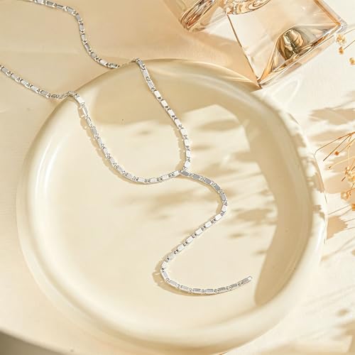 14K Gold Plated Layered Lariat Necklace for Women - Waterproof Non-Tarnish Dainty Gold Chain Necklace, Long Boho Statement Jewelry for Wedding, Prom, Summer Vacation Gifts - color: Y Necklace-Silver