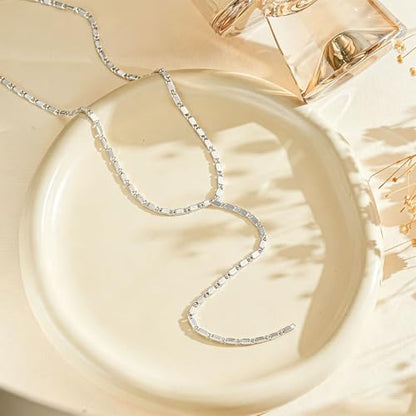 14K Gold Plated Layered Lariat Necklace for Women - Waterproof Non-Tarnish Dainty Gold Chain Necklace, Long Boho Statement Jewelry for Wedding, Prom, Summer Vacation Gifts - color: Y Necklace-Silver