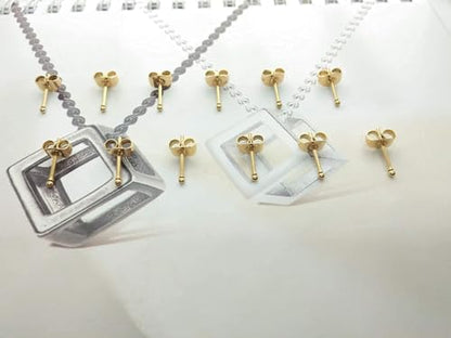 14K Gold Filled Polished Small CZ Pearl Ball Stud Earrings Set for Women Men 20G Surgical Steel Hypoallergenic Piercing Studs for Sensitive Ear, Pack of 6 Pairs - style: K : 1MM Gold Ball Set