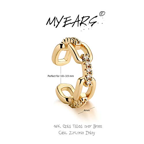 Women Ear Cuff Earring Gold Non Pierced Ear Cartilage Clip on Wrap Hoop 14K Gold Filled Tiny Boho Beach Simple Minimalist Delicate Handmade Hypoallergenic Jewelry Gift-Sold as Single/Pair - style: Link
