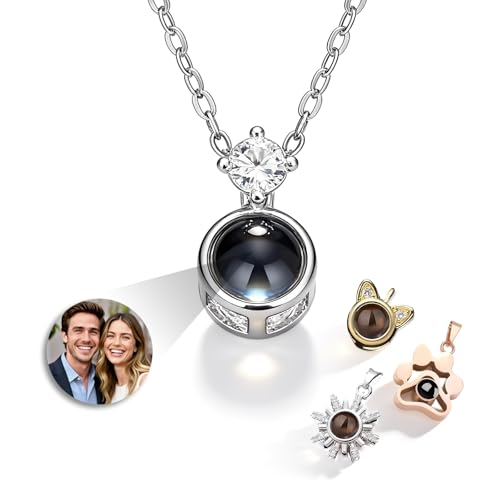 Personalized Picture Necklace Custom Projection Necklace With Photo Inside | Picture Charm Necklace Photo Gifts For Women Her Mom Wife Girlfriend On Valentines Mothers Day Christmas Anniversary Romantic - color: Pendant 3