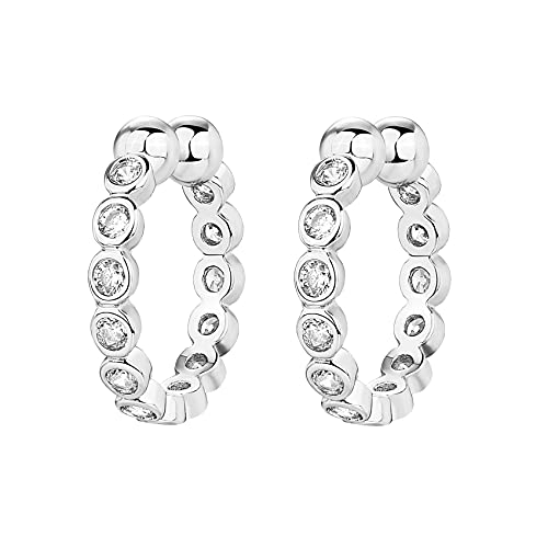 PAVOI 14K Gold Plated CZ Ear Cuff Earrings for Women, Clip On Cartilage | Hypoallergenic Huggie Ear Cuffs with Cubic Zirconia - style: Bezel