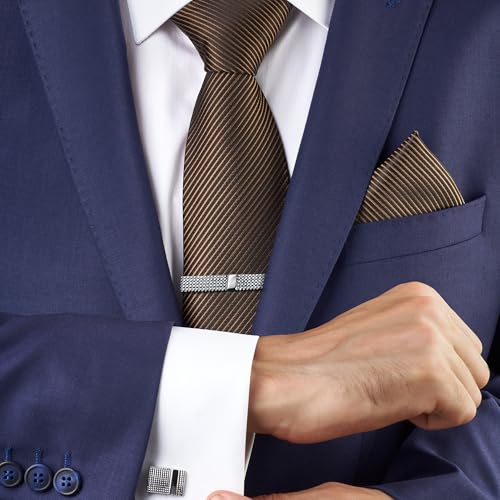 Premium Men’s Gift Tie Set Silky Necktie Pocket Squares Tie Clips Cufflinks For Men - color: Men's Style 3