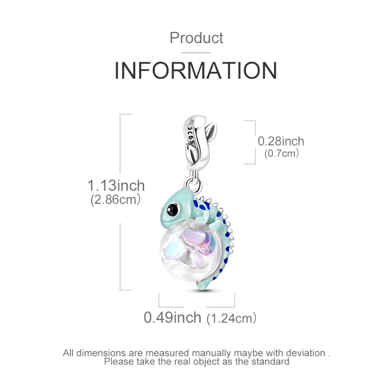 Birthday Fashion Heart Dangle Charm for Bracelets and Necklace Pendant Bead Charms Jewelry Present for Women Family Friends - style: Chameleon