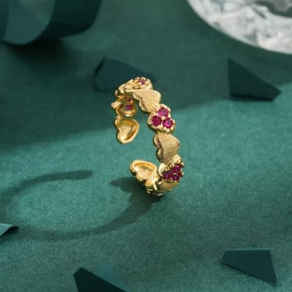Gold-Plated Butterfly Rings - Vintage Snake Statement Rings with Cubic Zirconia for Women Adjustable Open Rings - style: Vintage Gold Heart