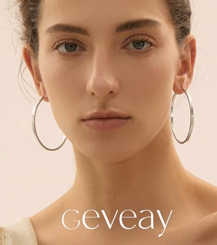 Lightweight 925 Sterling Silver Post Hoop Earrings for Women | 3mm Wide Hypoallergenic Thin Large Hoop Earrings for Women Gift 30/40/50/60mm - size: 60mm Silver