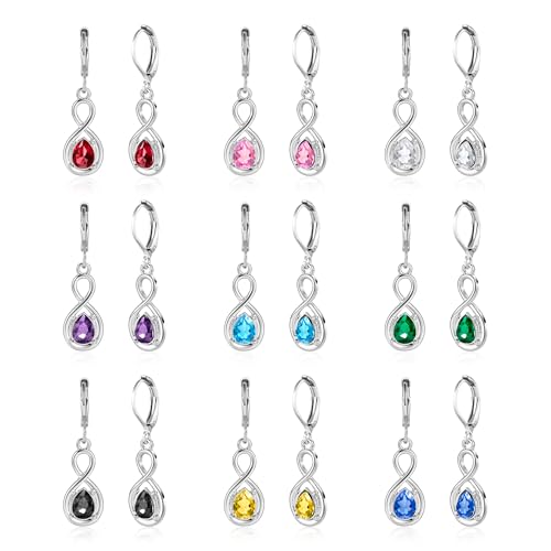 Multicolor Crystal Dangle Studs Earrings Set for Women 925 Silver Hypoallergenic Dangle Earrings Leverback Drop Earring Fashion Cubic Zirconia Leverback Stud Earring Sets Trendy Cubic Zirconia Jewelry Gifts for Women - style: 12-2S