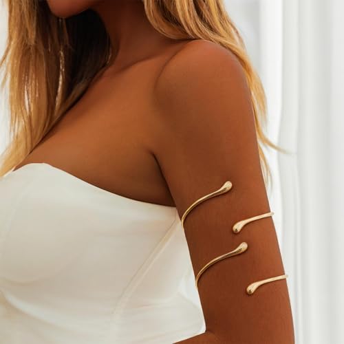 Harry and Henry Arm Cuff Gold Upper Arm Jewelry for Women Adjustable Open Cuff Bangle Bracelets Armband Jewelry Summer Outfits for Women 2026 - color: A：2pcs Teardrop Arm Cuff