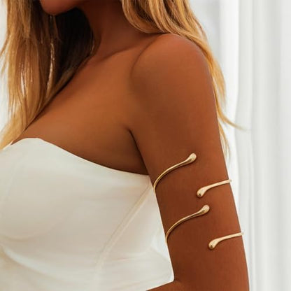 Harry and Henry Arm Cuff Gold Upper Arm Jewelry for Women Adjustable Open Cuff Bangle Bracelets Armband Jewelry Summer Outfits for Women 2026 - color: A：2pcs Teardrop Arm Cuff