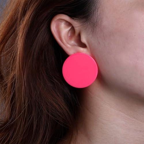 Acrylic Large Round Earrings Tortoise Shell Resin Big Circle Earrings Brown Acrylic Leopard Studs Large Round Disc Studs Jewelry for Women - color: Pink