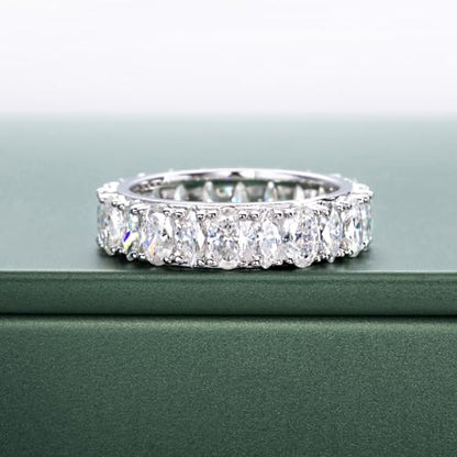 Moissanite Eternity Ring, S925 Sterling Silver Wedding Band for Women - style: Star Prism Eternity Band