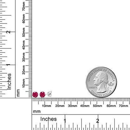 Gem Stone King 925 Sterling Silver Round 4MM Gemstone Birthstone Stud Earrings For Women Men - style: Ruby, July