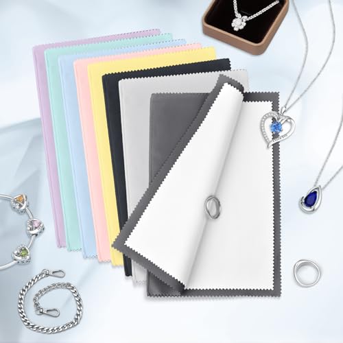 SEVENWELL Silver Polishing Cloth, 2PCS Large Jewelry Cleaning Cloths | Dual-Layer Cleaning, Large 10" × 12", Reusable, Removes Tarnish, Restores Shine, For Sterling Silver, Gold & Platinum - color: Gray