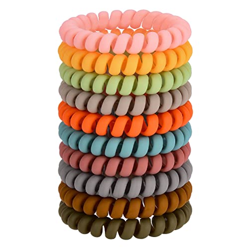 JessLab Spiral Hair Ties for Women, 10-Pack Traceless No-Damage Ponytail Holders, Coils Hair Bands for Girls, Assorted Colors - color: #19