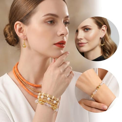 1000 Pcs Gold Beads for Bracelets, Assorted Gold Spacer Beads for Jewelry Making Smooth Round Gold Charms for Bracelets DIY Necklace Bracelet Jewelry Making
