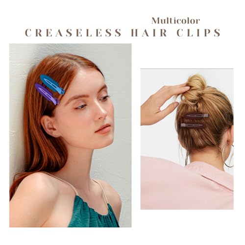 10 Pcs Creaseless No Crease No Bend Flat Hair Clips For Styling Non Slip Makeup Clips For Women Salon Hairstyle,Matte Brown Dark Blue Purple Green - color: Matte Brown Dark Blue Purple Green